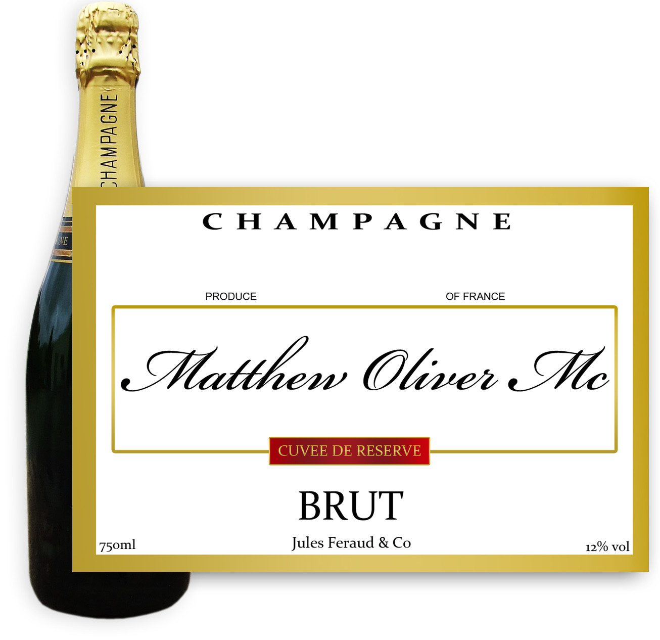 Buy Personalised Champagne - White Gold Label
